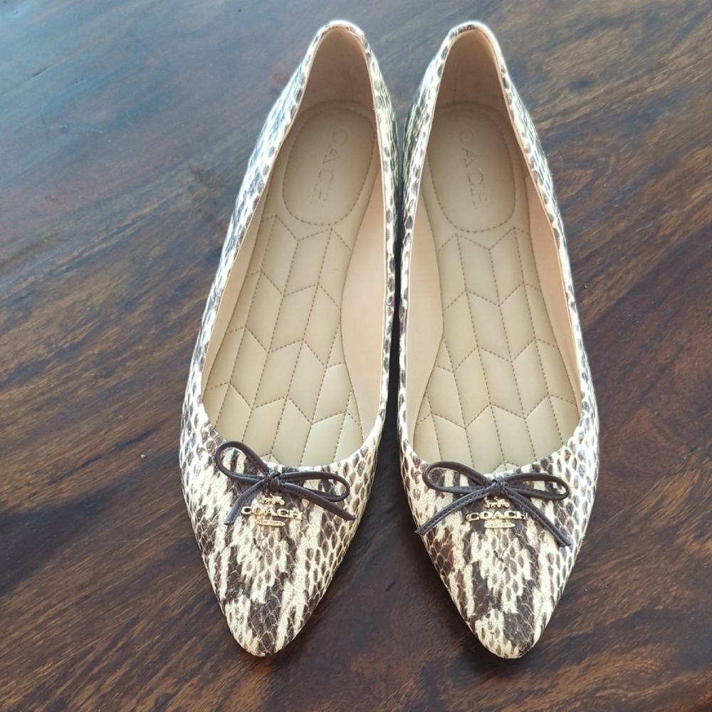 Coach Brown Flats with Textured Design and Cushioned Interior